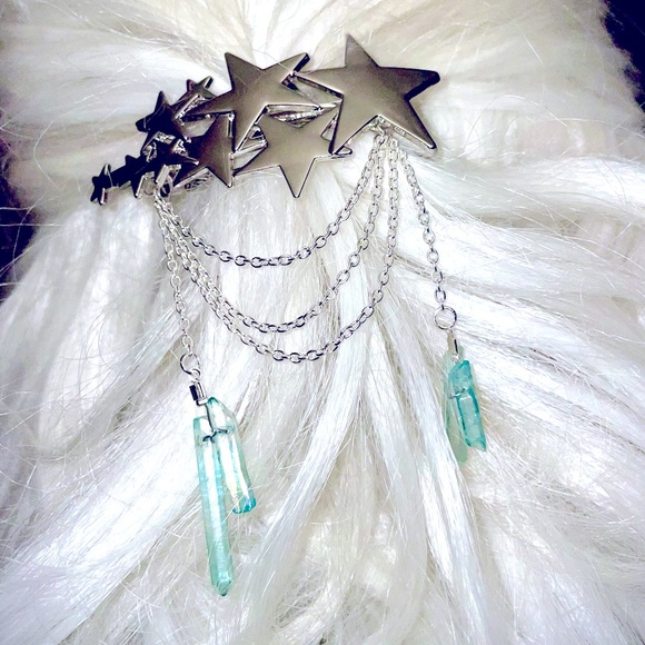 ☆𖣘☆Handmade By Me ☆ Star Silver Alloy & Crystal Barrette Hair Accessory☆𖣘☆ - Picture 4 of 5